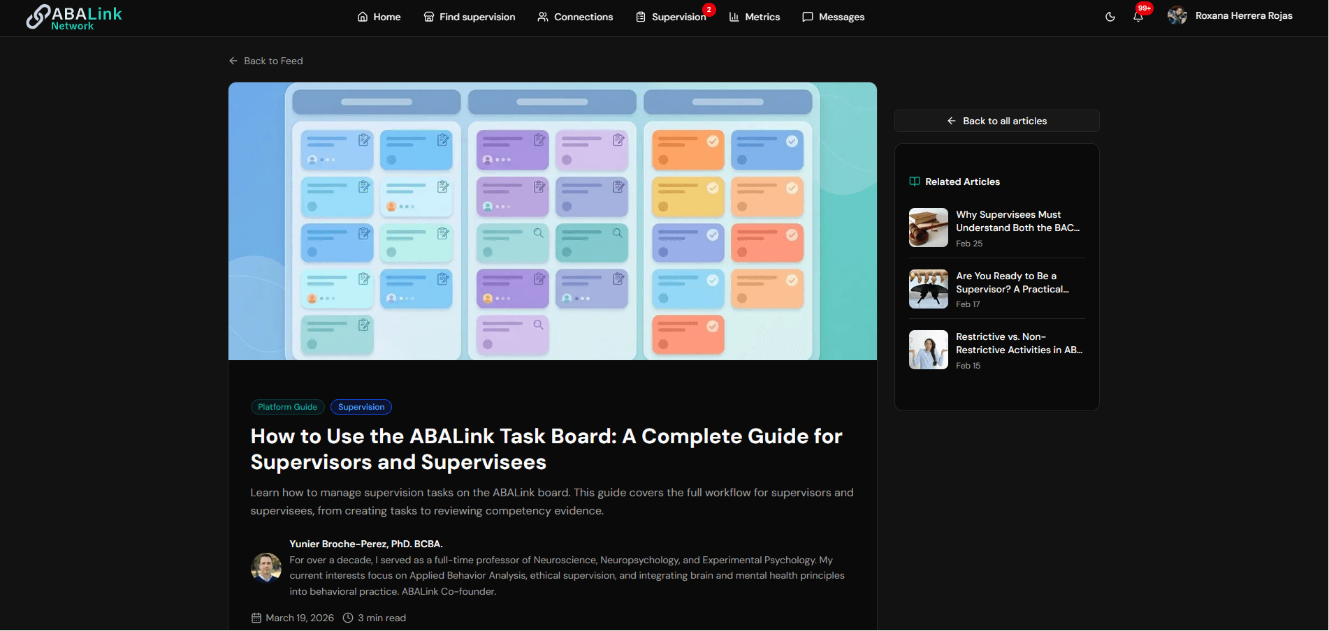 ABALink case study system overview screen