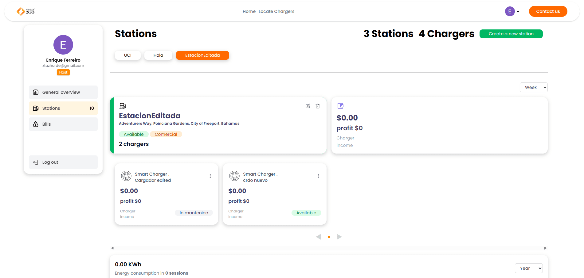 Charge2Go real-time booking details screen