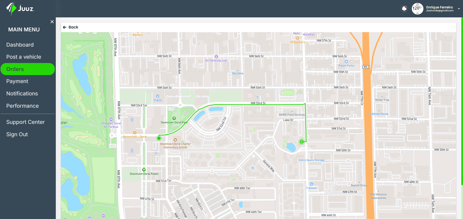 JUUZ multilingual towing service dashboard